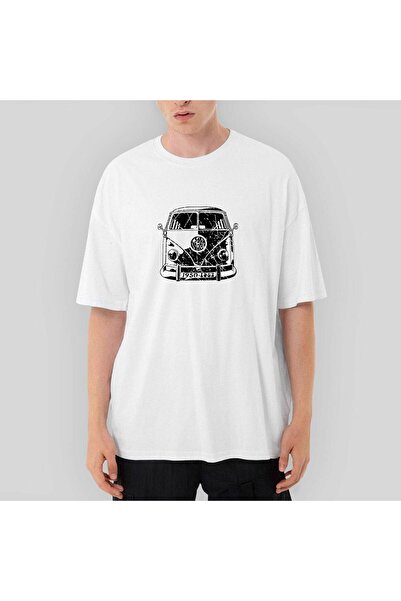 Z zepplin تي شيرت أبيض كبير الحجم من فولكس فاجن فان بي دبليو