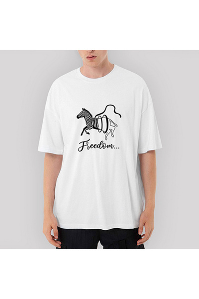 Z zepplin Tricou alb oversize Freedom Zebra