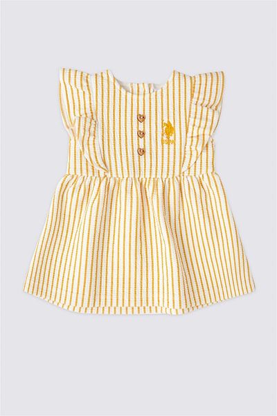 U.S. Polo Assn. Base. Polo Assn Licensed Cream Baby Girl Dress