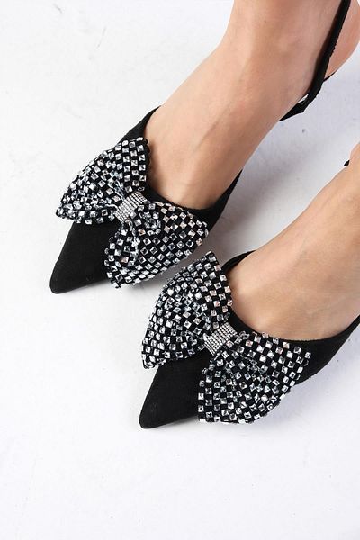 Mio Gusto Dámské společenské boty na podpatku s otevřenými zády Melody Black Color