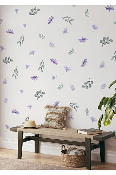 WALLHUMAN Pastel Mor Çiçekler Çocuk Odası Duvar Stickerı