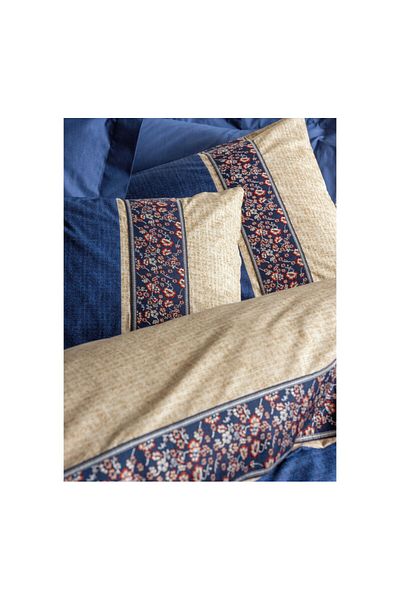 Cotton Box Folk Art Single Duvet Cover Set Rayen Navy Blue