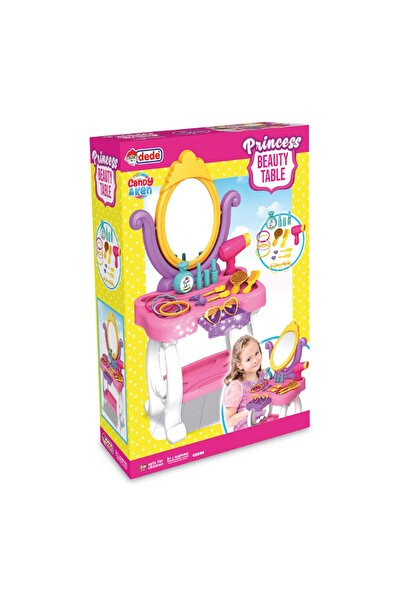 Depomiks Avm Prenses Makyaj Masası Aynalı Aksesuarlı Oyuncak Lolipop Sürülebilir Makyaj Seti Kız Çocuk Makyaj