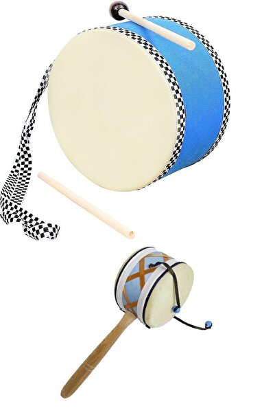 Depomiks Avm طقم طبلة جلدية للأطفال مكون من قطعتين مع حزام - طبلة يد جلدية