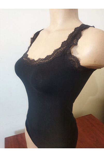 Manken Yakası Dantelli Bady