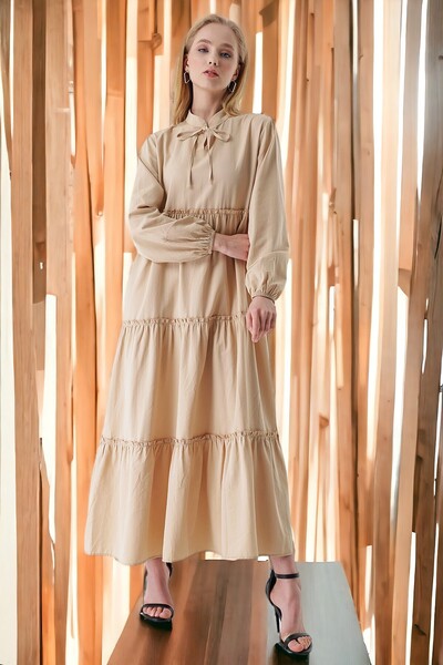 HAKKE Dámské šněrovací hidžábové šaty s límcem