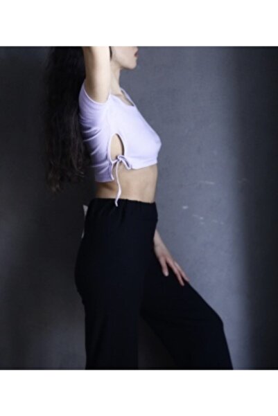 Pina Ліловий кроп-топ з розрізами по боках і шнурівкою