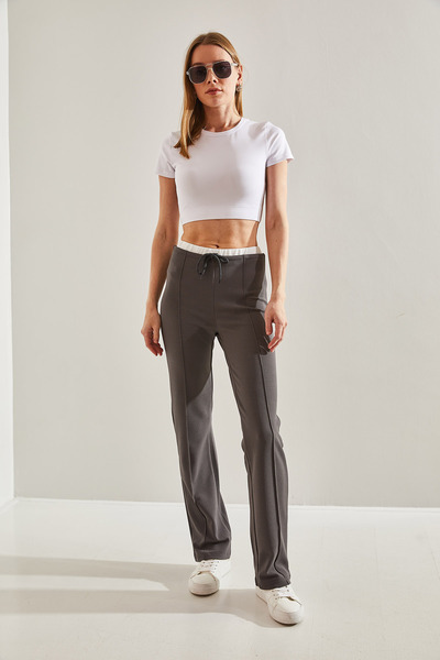 Bianco Lucci Női Scuba Fabric Skinny Waist részletes nadrág