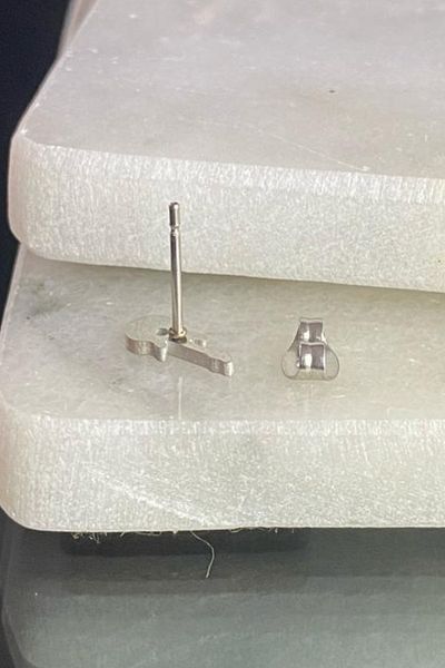 Jaida Moda Unisex 316l Surgical Steel Silver Guitar Symbol Sports Nails Earrings