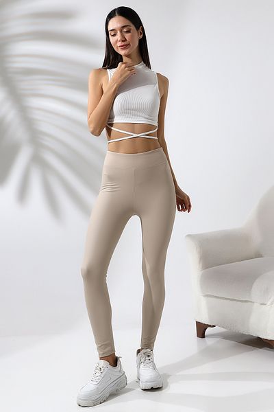 winmoda Matte Leather Leggings Straight High Waist
