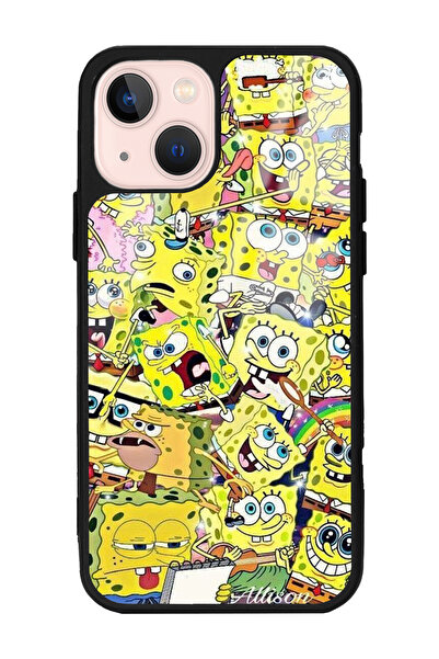 Spoyi iPhone 13 Sünger Bob Tasarımlı Glossy Telefon Kılıfı