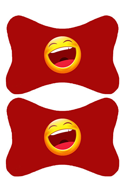 1araba1ev Set de 2 perne ortopedice roșii pentru gât auto imprimate Emoji com...