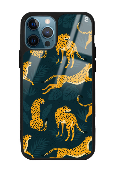 Spoyi iPhone 15 Pro Leaf Leopar Tasarımlı Glossy Telefon Kılıfı