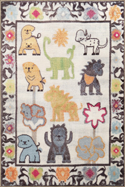 Rugs Modern Halı Dido 2 Koleksiyonu Çocuk Halısı Tema Orman Hayvanları Figürü...