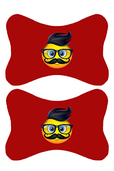 1araba1ev Set de 2 perne ortopedice roșii pentru gât auto imprimate Emoji com...