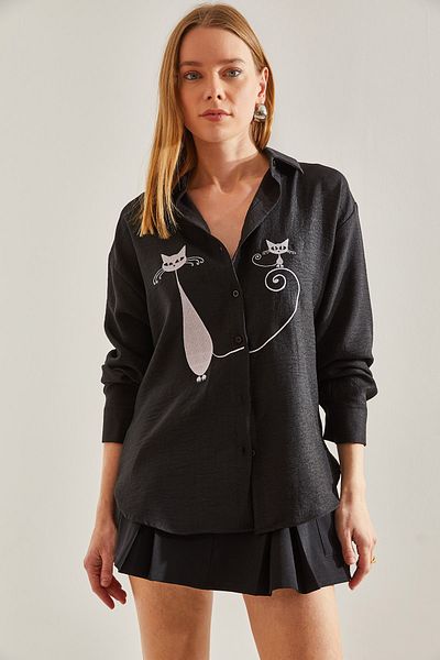 Bianco Lucci Cămașă de in brodat pentru femei