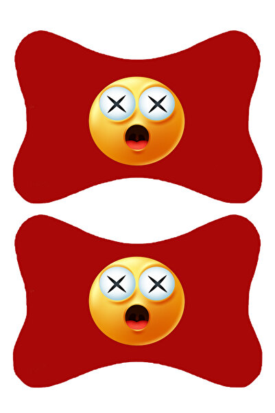 1araba1ev Set de 2 perne ortopedice roșii pentru gât auto, imprimate emoji, c...