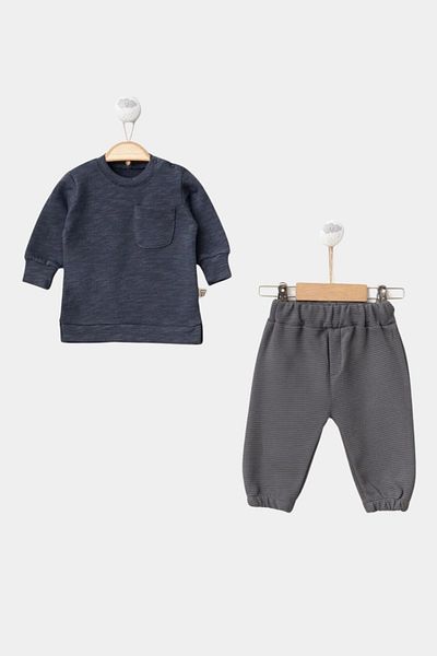 Minytrendy Girl Boy Newborn Baby 100% Cotton Sports Sweatshirt And Pants Casual 2-Piece Set