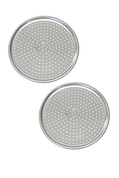 stilsenin34 2 Pieces Lux Steel Perforated Pizza Tray 36 Cm (Large Size)