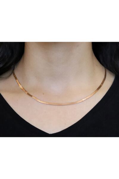 Sultan Telkari Kadın 925 Ayar Saf Gümüş Rose Renk İtalyan Ezme Zincir Kolye