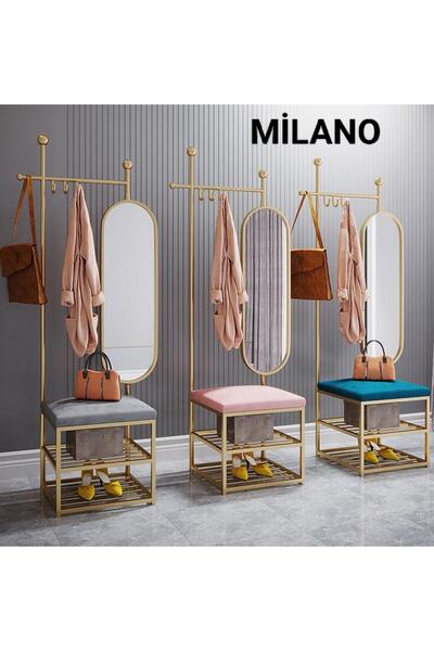 MetaQuartz Aksesuar Milano Metal Boy Aynası Ve Portmanto , Modern Dekoratif M...