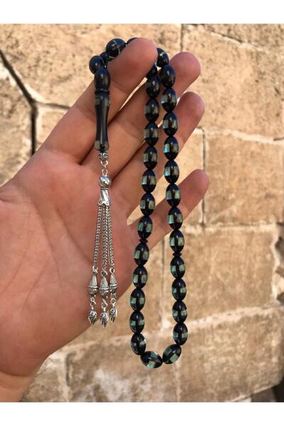 Sultan Telkari Su Yeşili Tonunda Sürmeli Model Toz Kehribar Tesbih