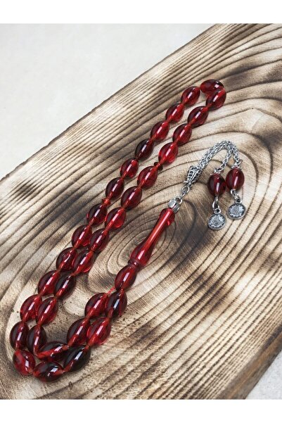 Sultan Telkari Hareli Kırmızı Dumanlı Tonda Toz Kehribar Tesbih