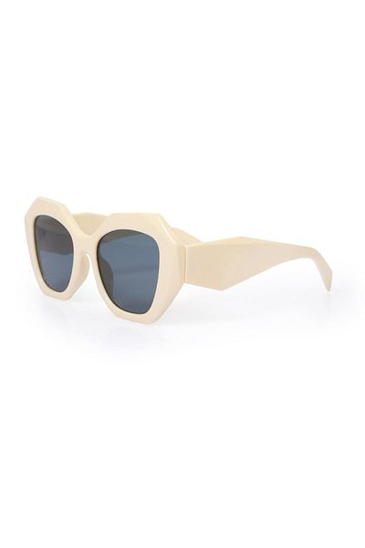 Angel Eyes Women's Sunglasses Stylish Design White Pr Frame Black Glass