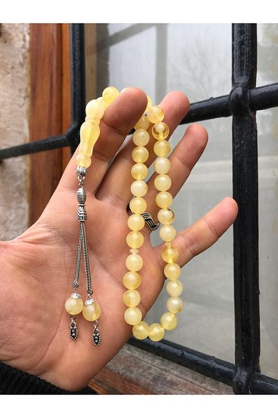 Sultan Telkari Globe Cut Moire Beirut Drop Powder Amber Prayer Beads