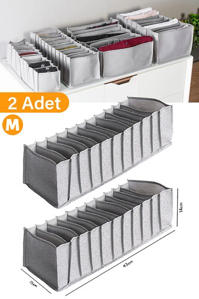 Serstil 2 Τεμάχια - 11 Διαμερίσματα Anthracite Drawer Organizer – Medium
