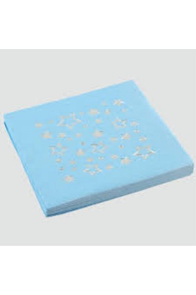 TATLI GÜNLER Star Pattern - Blue Napkin with Silver Leaf, 16 Birthday Party Concepts, 33X33