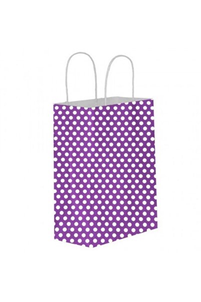 GİZPAK Kraft Burgu Saplı Çanta 32x40x12 Mor Puantiye 25 ADET