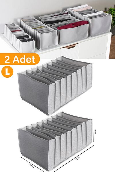 Serstil 2 Τεμάχια - 11 Διαμερίσματα Anthracite Drawer Organizer Organizer – Large