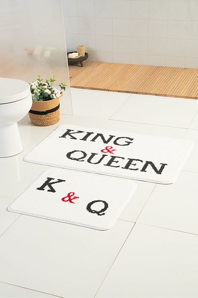 VONALDI HOME King & Queen Black - Set de toaletă alb tuftat din 2 piese