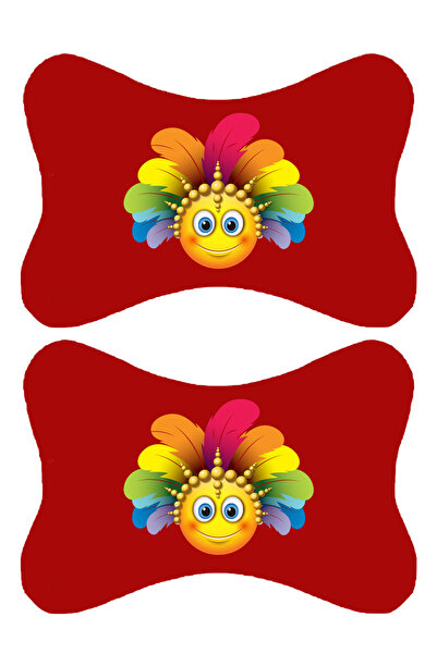 1araba1ev Set de 2 perne ortopedice roșii pentru gât auto cu imprimeu Emoji -...