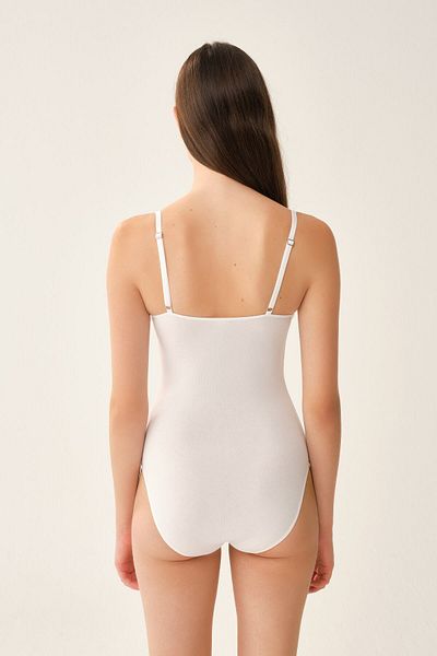 Dagi White Strappy Cotton Bodysuit