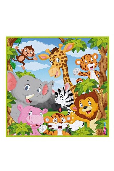 TATLI GÜNLER Safari Character Themed Napkin Forest Animals Birthday Party Concept Licensed 16 Pieces 16x16 Cm