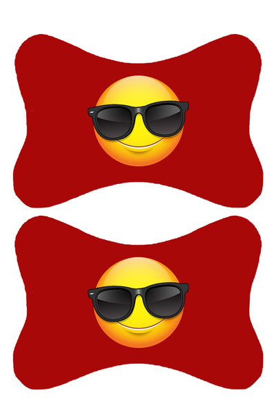 1araba1ev Set de 2 perne ortopedice roșii pentru gât auto imprimate Emoji com...