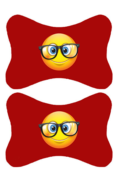 1araba1ev Set de 2 perne ortopedice roșii pentru gât auto, imprimate emoji, c...
