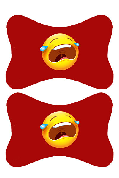 1araba1ev Set de 2 perne ortopedice roșii pentru gât auto imprimate Emoji com...