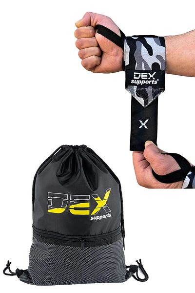 Dex Supports Lasting Energy Fitness Athlete's Bracelet Dark Wrist Wraps+Sackpack Drawstring Sports Bag 2 Pack