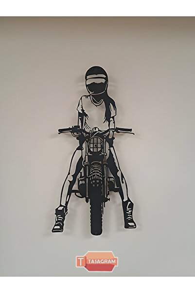 TASAGRAM Motorcu Kız Metal Tablo