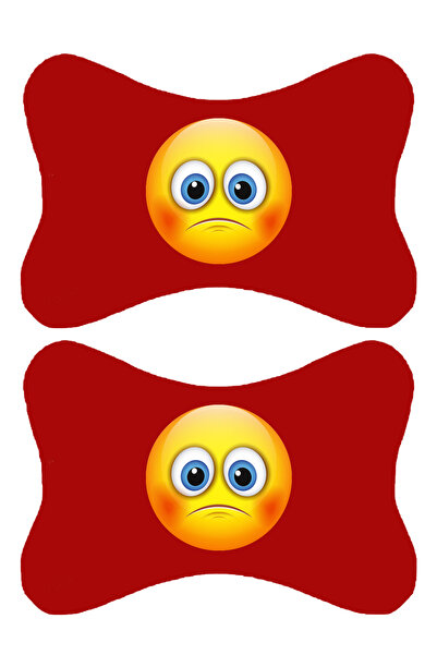 1araba1ev Set de 2 perne ortopedice roșii pentru gât auto imprimate Emoji com...