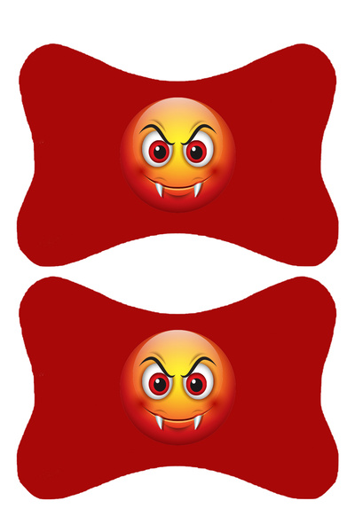 1araba1ev Set de 2 perne ortopedice roșii pentru gât auto imprimate Emoji com...
