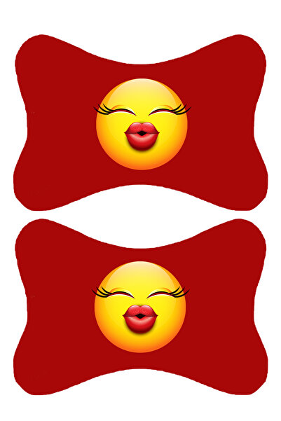 1araba1ev Set de 2 perne ortopedice roșii pentru gât auto imprimate Emoji com...