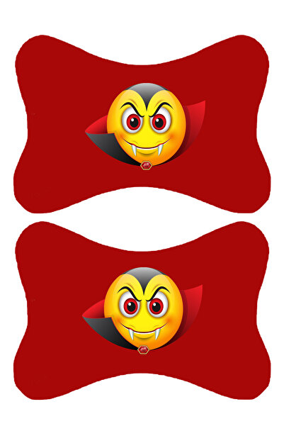 1araba1ev Set de 2 perne ortopedice roșii pentru gât auto imprimate Emoji com...