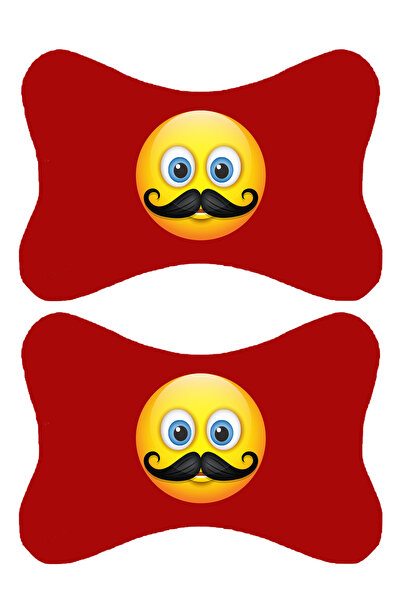 1araba1ev Set de 2 perne ortopedice roșii pentru gât auto, imprimate emoji, c...