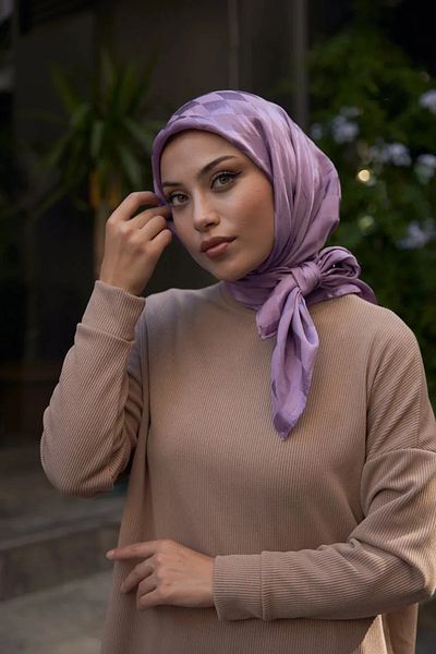 Bonjela Checkerboard Pattern Jacquard Scarf