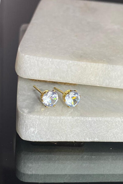 Jaida Moda Women's Gold Solitaire Model Steel Stud Earrings