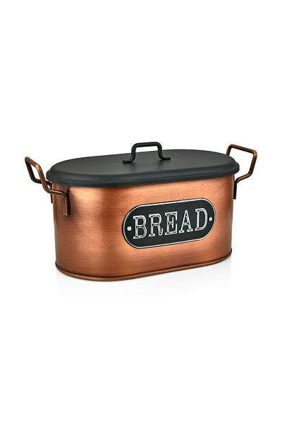 LUCKYHOMES Special Production Galvanized Metal Lid Bread Box 38X16 Cm, Metal Bread Bowl Copper, Gold Plated